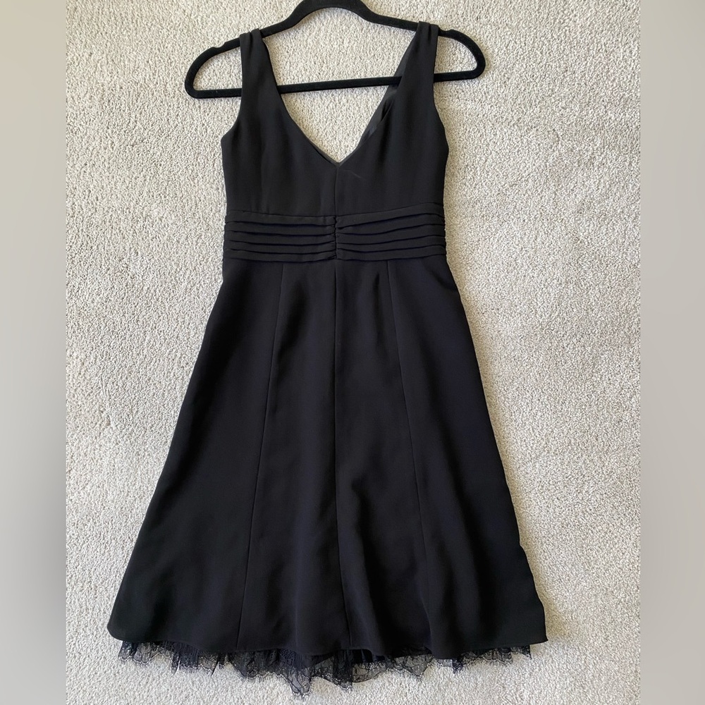 Ann Taylor V-neck lace trimmed Black Dress